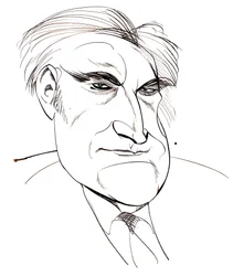 Ted Hughes - Karikatur des englischen Dichters, 1930-1998